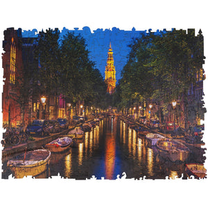 木製パズル夜のアムステルダム